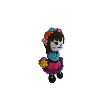 Peluche muñeca catrina hecho a mano a ganchillo (amigurumi). - Imagen 2