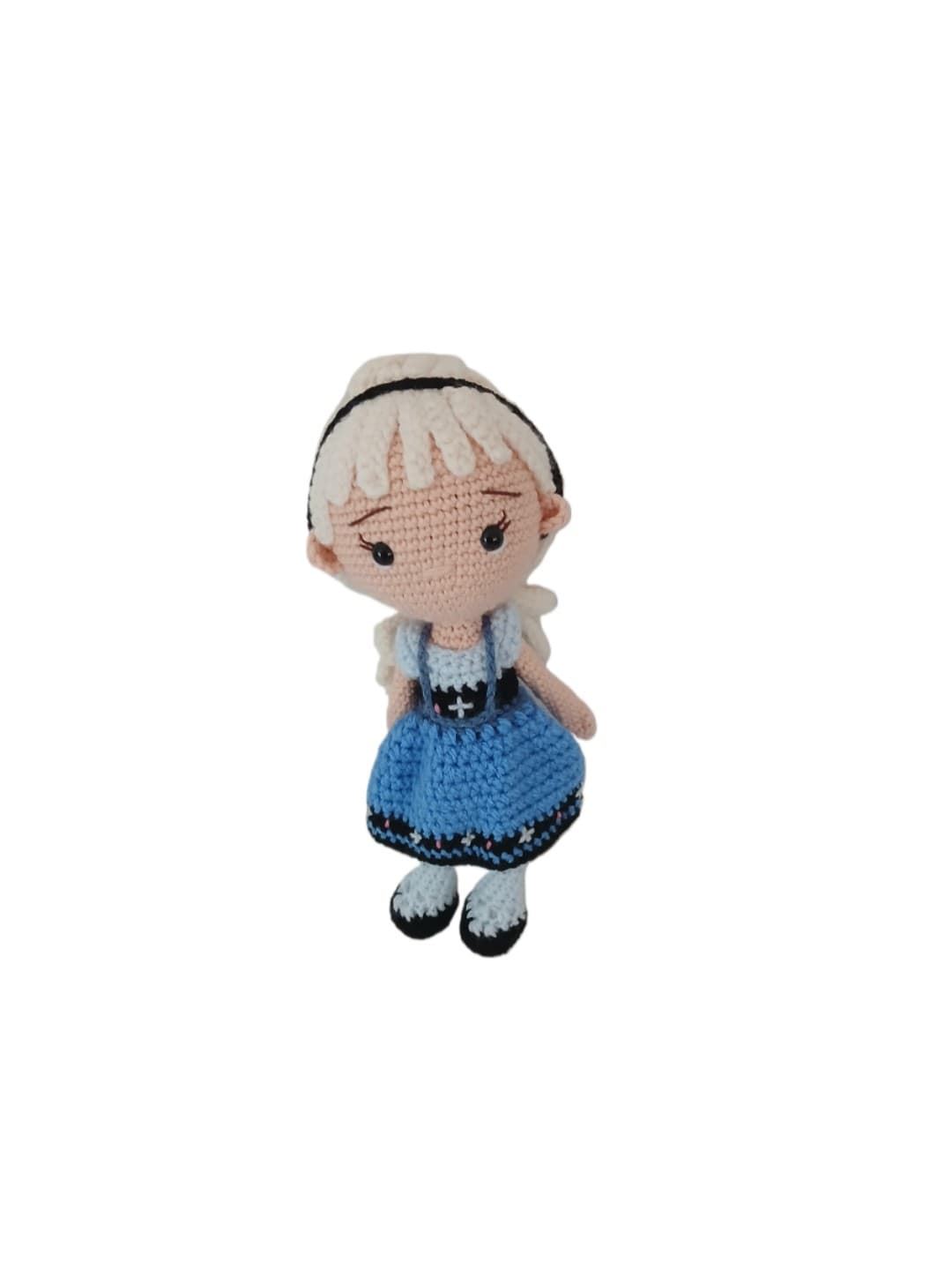 Peluche muñeca elsa frozen princesa disney hecha a mano a ganchillo (amigurumi). - Imagen 1