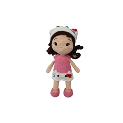 Peluche muñeca hello kitty hecha a mano a ganchillo (amigurumi). - Imagen 1