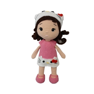 Peluche muñeca hello kitty hecha a mano a ganchillo (amigurumi). - Imagen 1