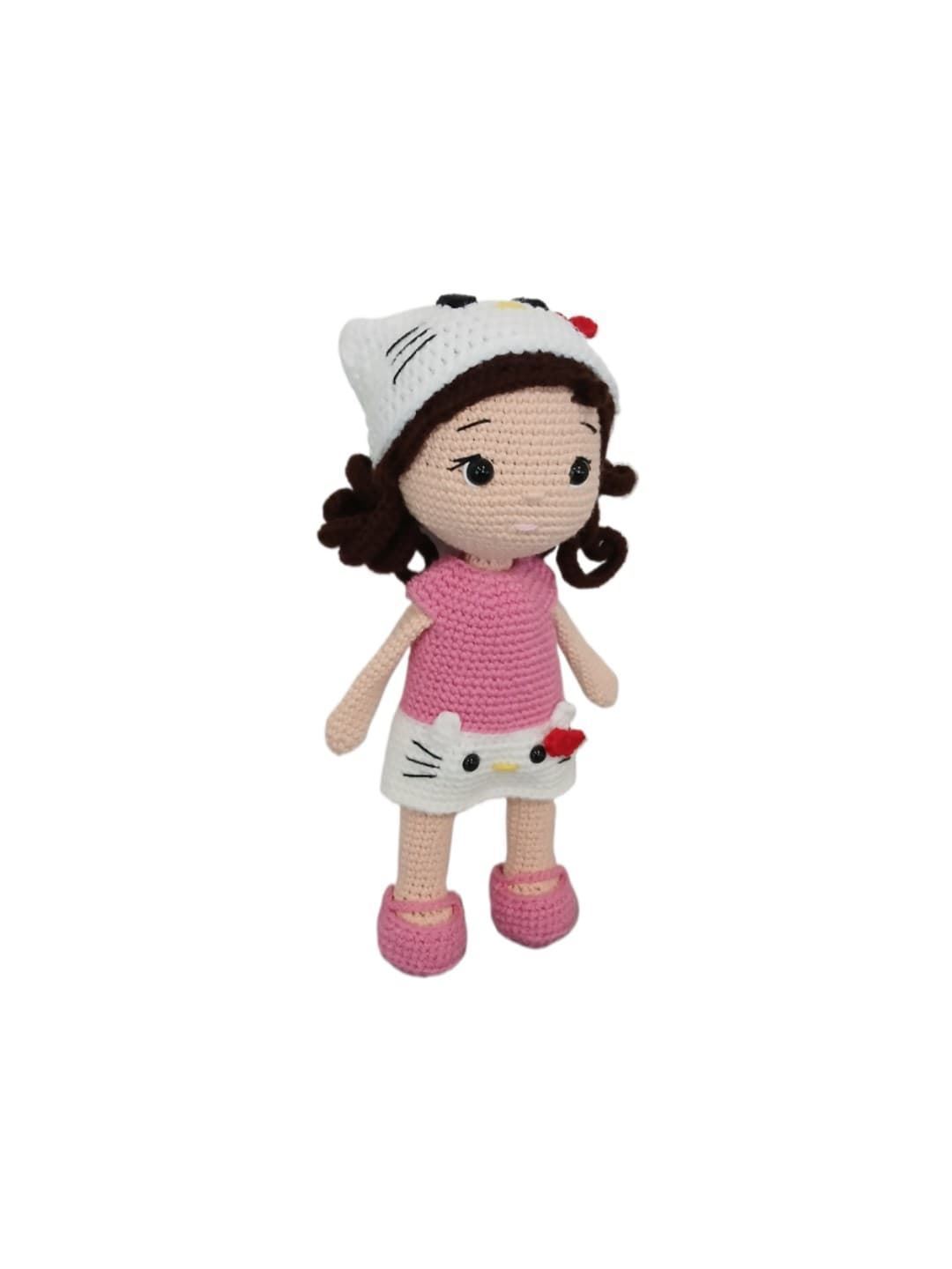 Peluche muñeca hello kitty hecha a mano a ganchillo (amigurumi). - Imagen 3