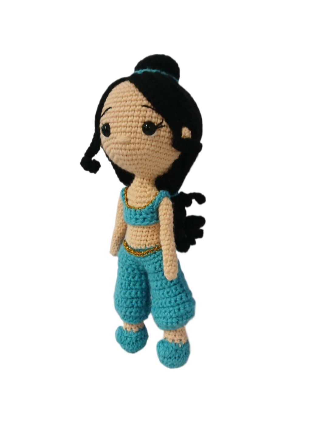 Peluche muñeca jasmine princesa disney hecha a mano a ganchillo (amigurumi). - Imagen 2