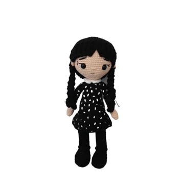 Peluche muñeca miércoles merlina addams hecho a mano a ganchillo (amigurumi). - Imagen 1