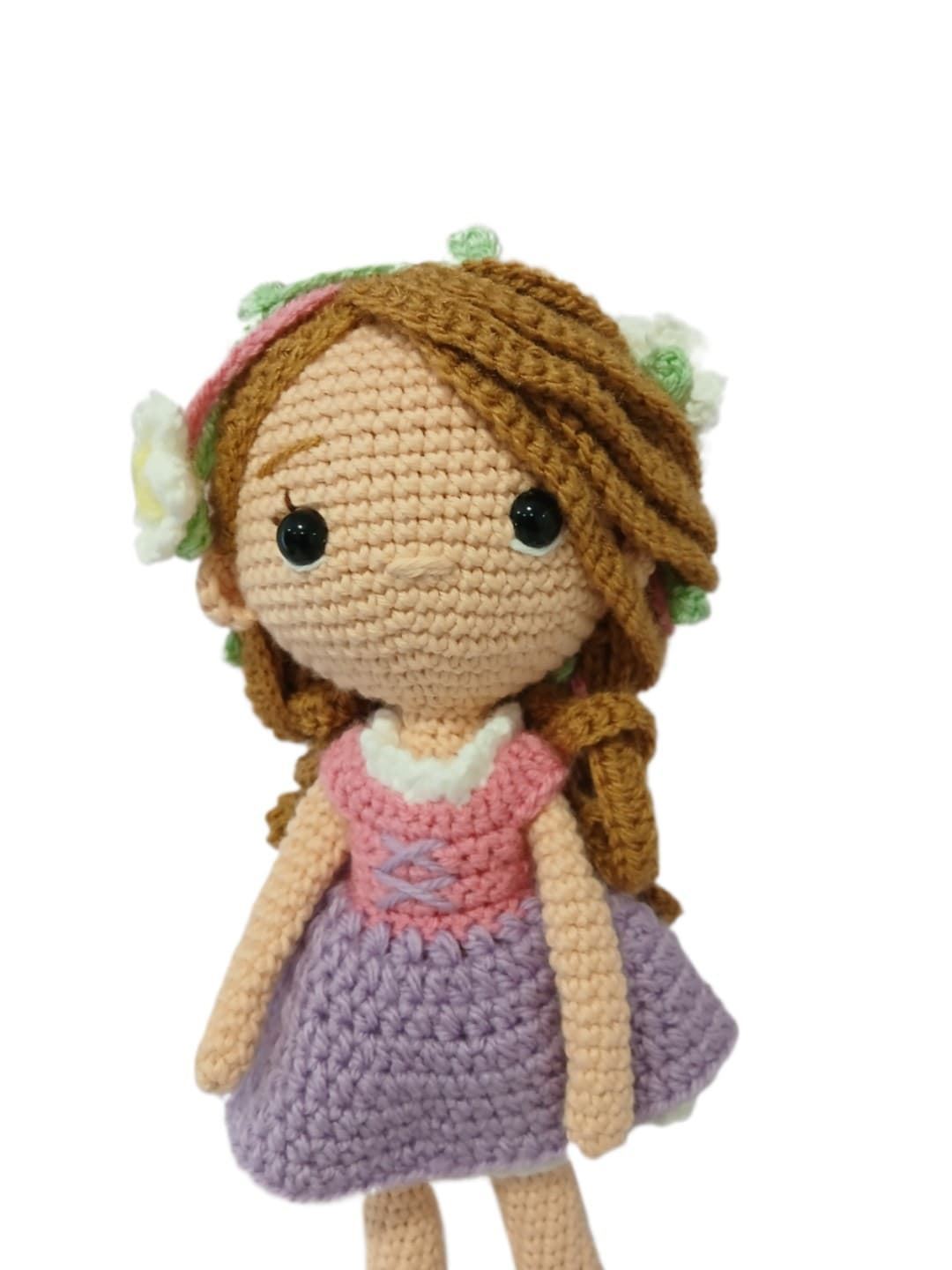 Peluche muñeca Rapunzel princesa disney hecha a mano a ganchillo (amigurumi). - Imagen 4