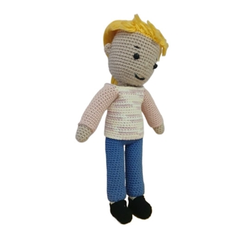 Peluche muñeca rubia hecho a mano a ganchillo (amigurumi). - Imagen 2