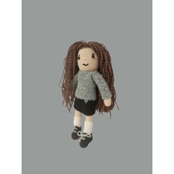 Peluche muñeca vestido negro gris hecho a mano a ganchillo (amigurumi). - Imagen 1