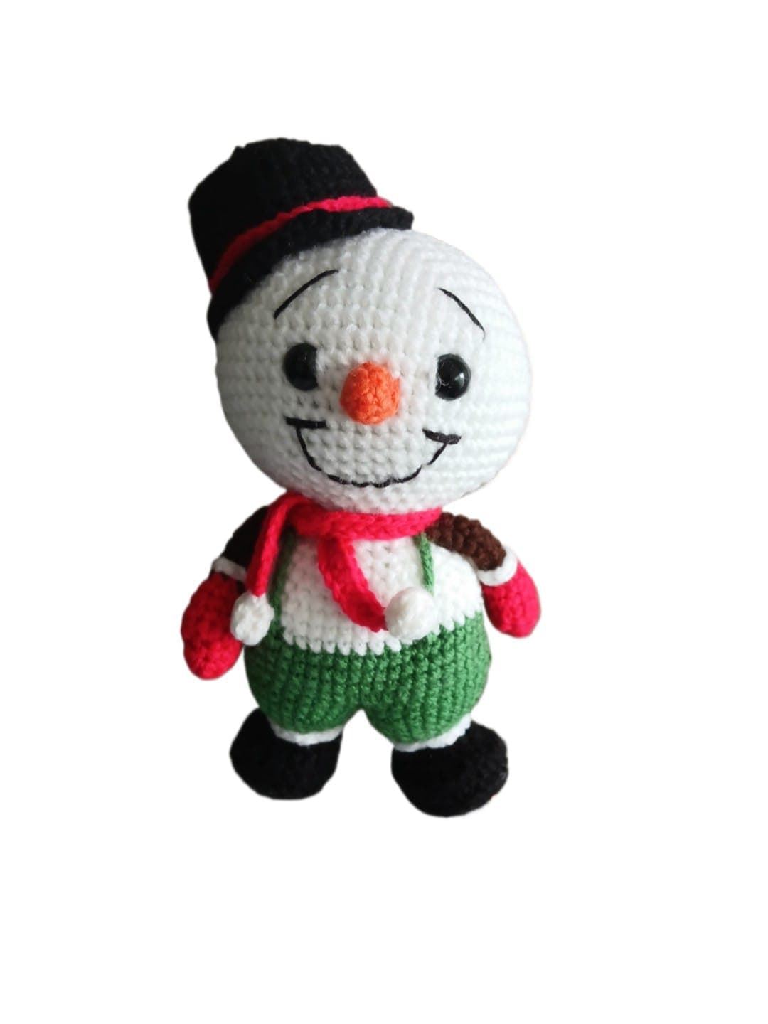 Peluche muñeco de nieve navideño con gorro hecha a mano a ganchillo (amigurumi). - Imagen 1