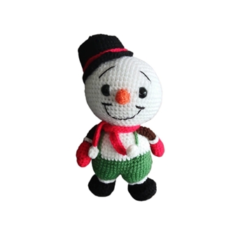 Peluche muñeco de nieve navideño con gorro hecha a mano a ganchillo (amigurumi). - Imagen 1