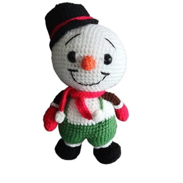 Peluche muñeco de nieve navideño con gorro hecha a mano a ganchillo (amigurumi). - Imagen 1