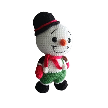 Peluche muñeco de nieve navideño con gorro hecha a mano a ganchillo (amigurumi). - Imagen 2