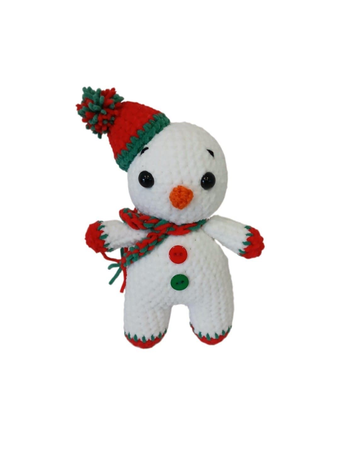 Peluche muñeco nieve con gorro navidad navideño hecho a mano a ganchillo (amigurumi). - Imagen 1