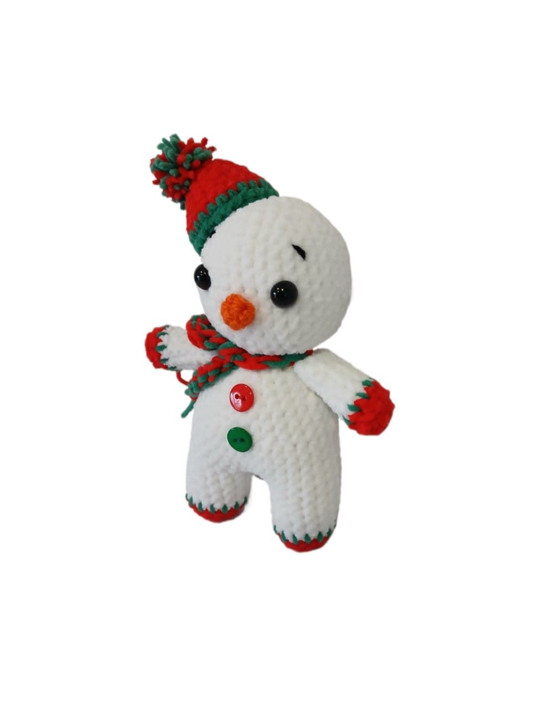 Peluche muñeco nieve con gorro navidad navideño hecho a mano a ganchillo (amigurumi). - Imagen 2