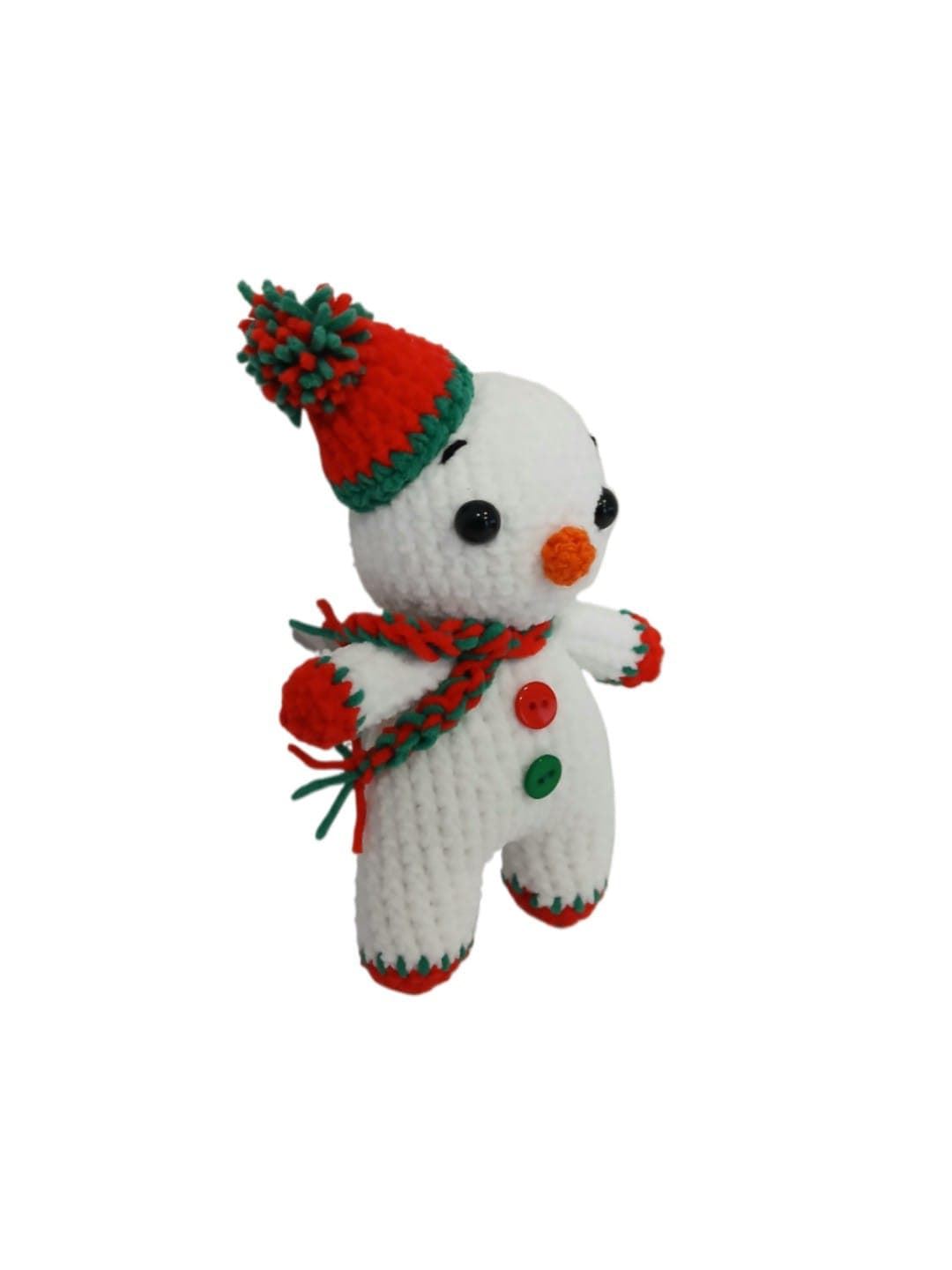 Peluche muñeco nieve con gorro navidad navideño hecho a mano a ganchillo (amigurumi). - Imagen 3