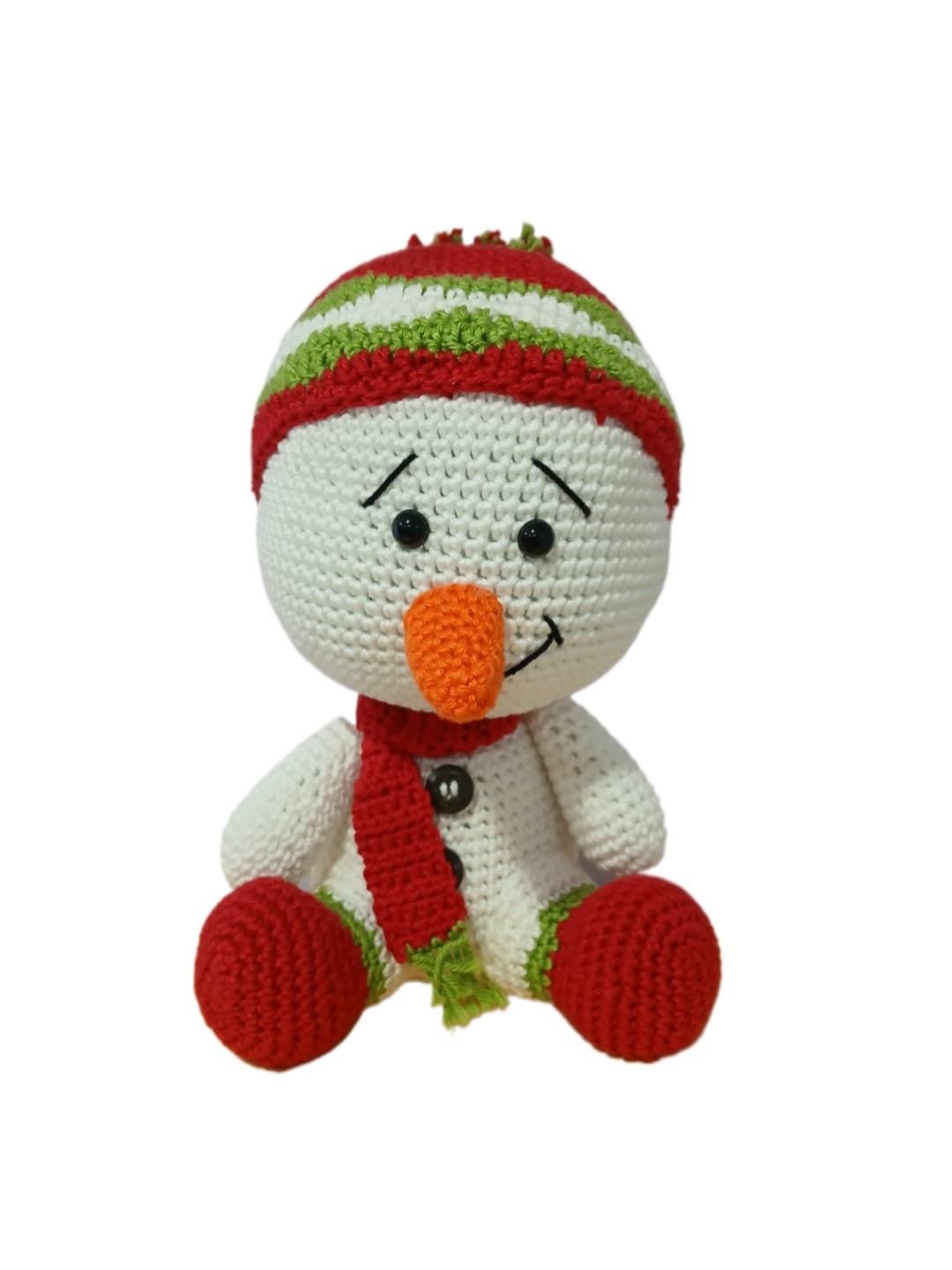Peluche muñeco nieve navideño hecha a mano a ganchillo (amigurumi). - Imagen 1