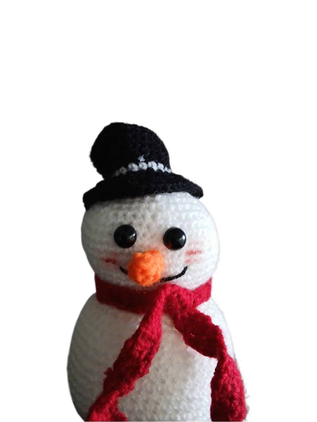 Peluche muñeco nieve navideño hecha a mano a ganchillo (amigurumi). - Imagen 1