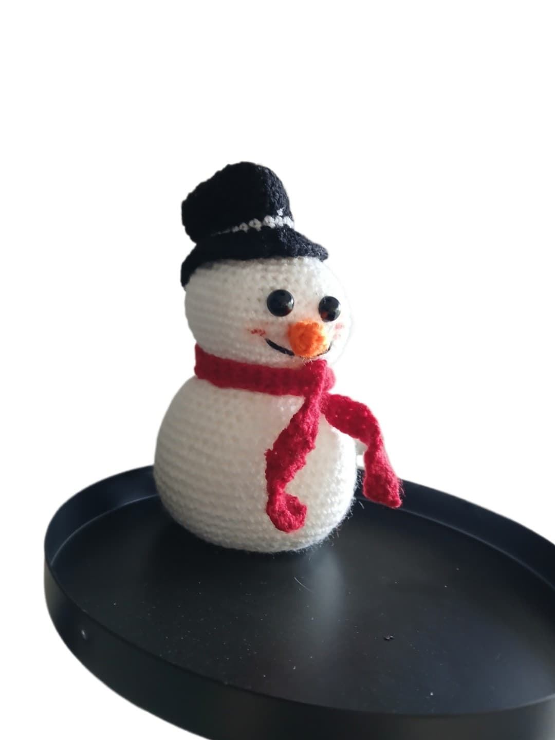 Peluche muñeco nieve navideño hecha a mano a ganchillo (amigurumi). - Imagen 3