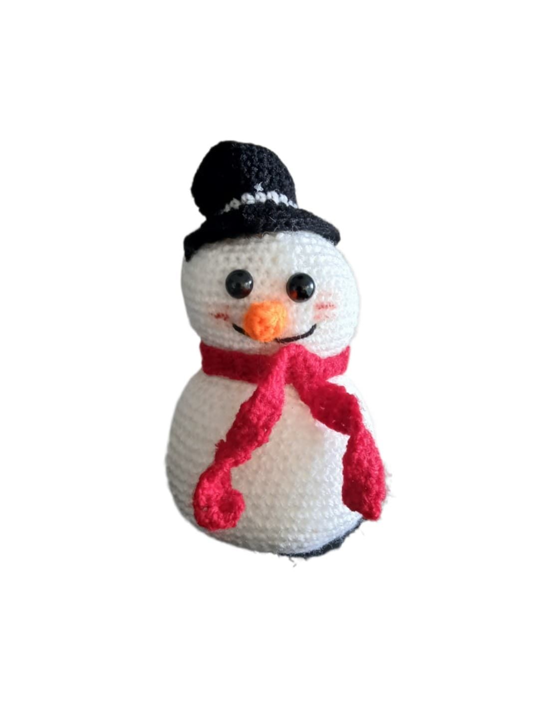 Peluche muñeco nieve navideño hecha a mano a ganchillo (amigurumi). - Imagen 4