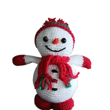 Peluche muñeco nieve navideño hecha a mano a ganchillo (amigurumi). - Imagen 1