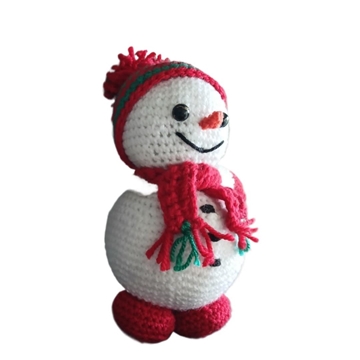 Peluche muñeco nieve navideño hecha a mano a ganchillo (amigurumi). - Imagen 2