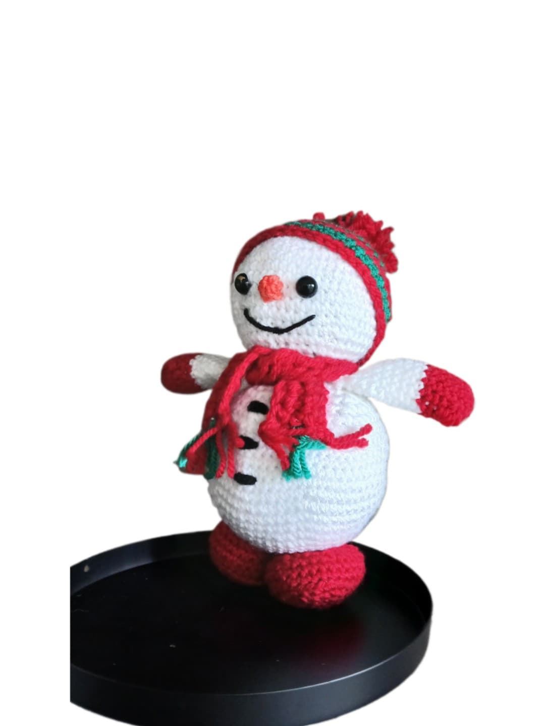 Peluche muñeco nieve navideño hecha a mano a ganchillo (amigurumi). - Imagen 3