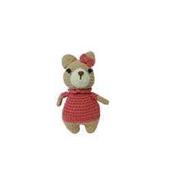 Peluche osa con vestido rosa hecha a mano a ganchillo (amigurumi). - Imagen 1