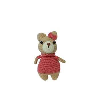 Peluche osa con vestido rosa hecha a mano a ganchillo (amigurumi). - Imagen 1