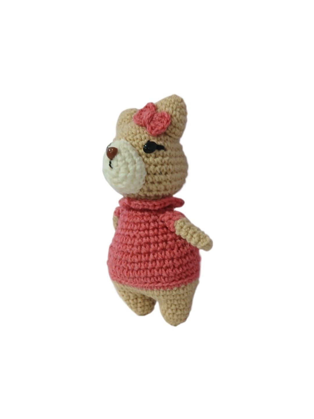 Peluche osa con vestido rosa hecha a mano a ganchillo (amigurumi). - Imagen 2