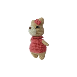 Peluche osa con vestido rosa hecha a mano a ganchillo (amigurumi). - Imagen 2