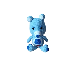 Peluche oso amoroso azul hecho a mano a ganchillo (amigurumi). - Imagen 1
