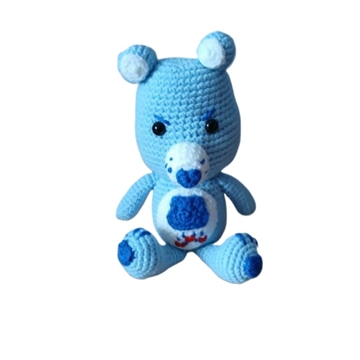 Peluche oso amoroso azul hecho a mano a ganchillo (amigurumi). - Imagen 1