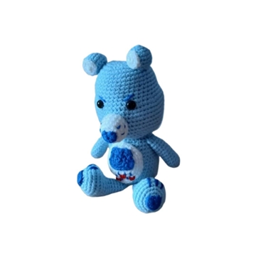 Peluche oso amoroso azul hecho a mano a ganchillo (amigurumi). - Imagen 2