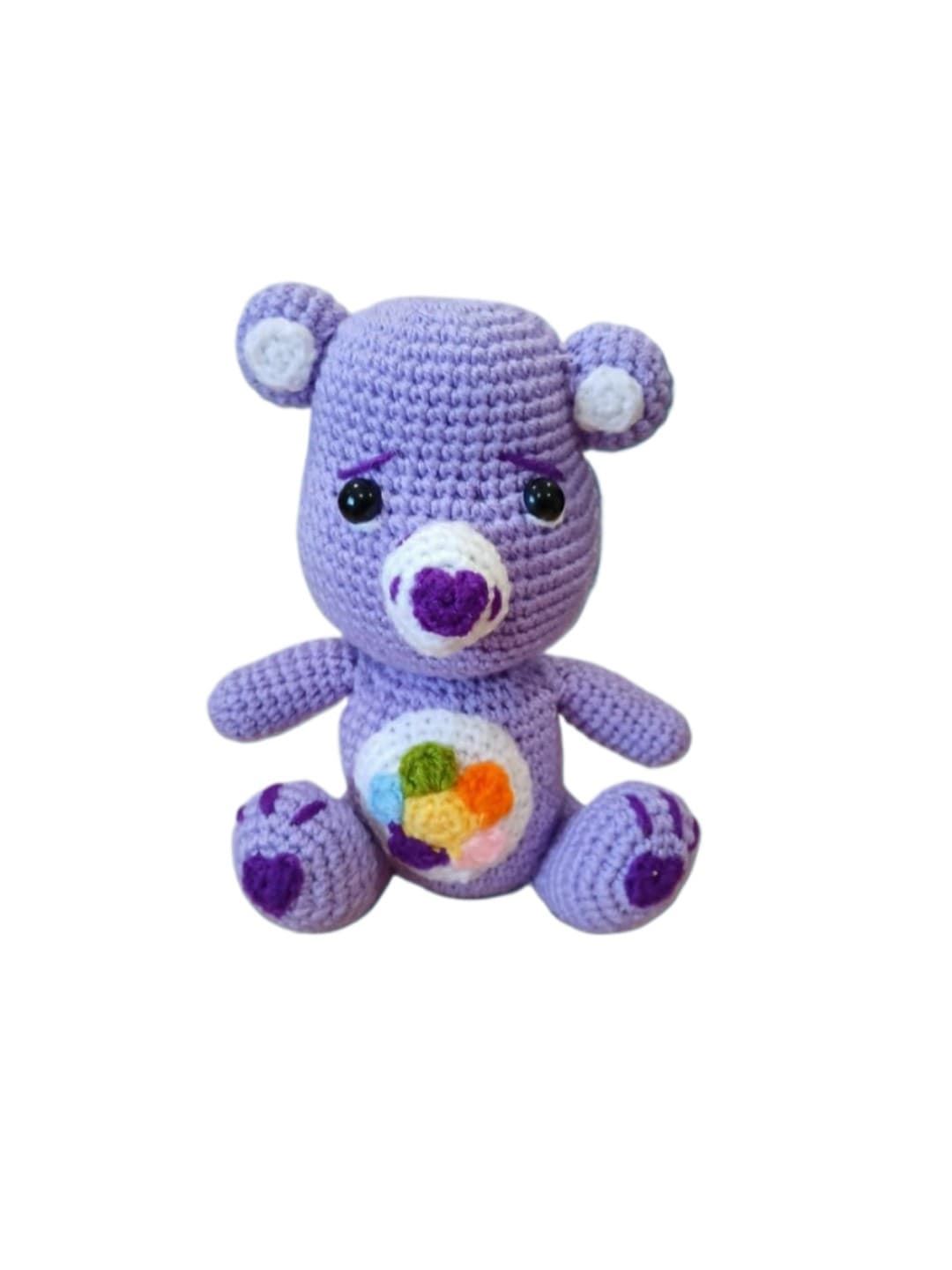 Peluche oso amoroso lila claro hecho a mano a ganchillo (amigurumi) - Imagen 1