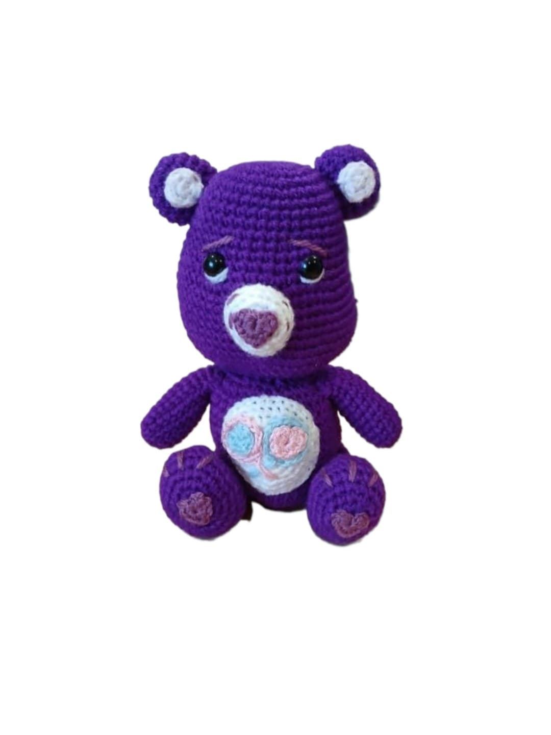 Peluche oso amoroso lila oscuro hecho a mano a ganchillo (amigurumi) - Imagen 1