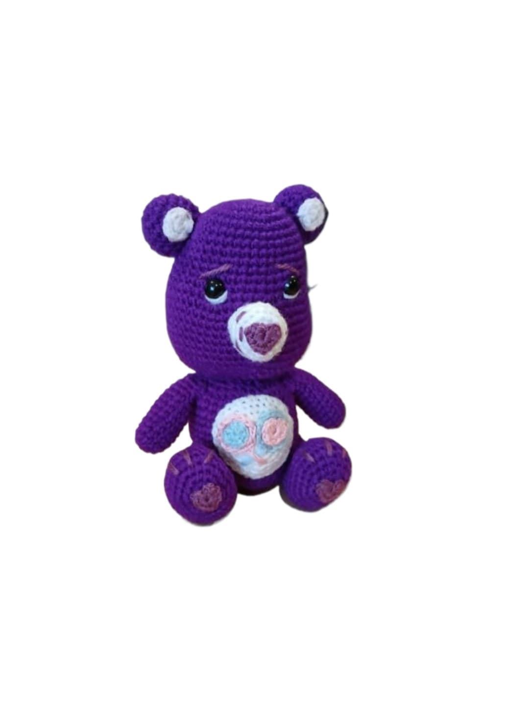 Peluche oso amoroso lila oscuro hecho a mano a ganchillo (amigurumi) - Imagen 2