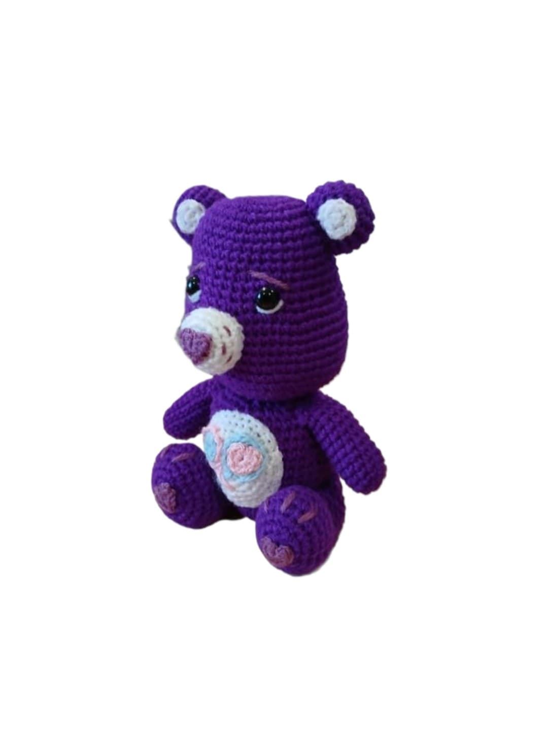 Peluche oso amoroso lila oscuro hecho a mano a ganchillo (amigurumi) - Imagen 3