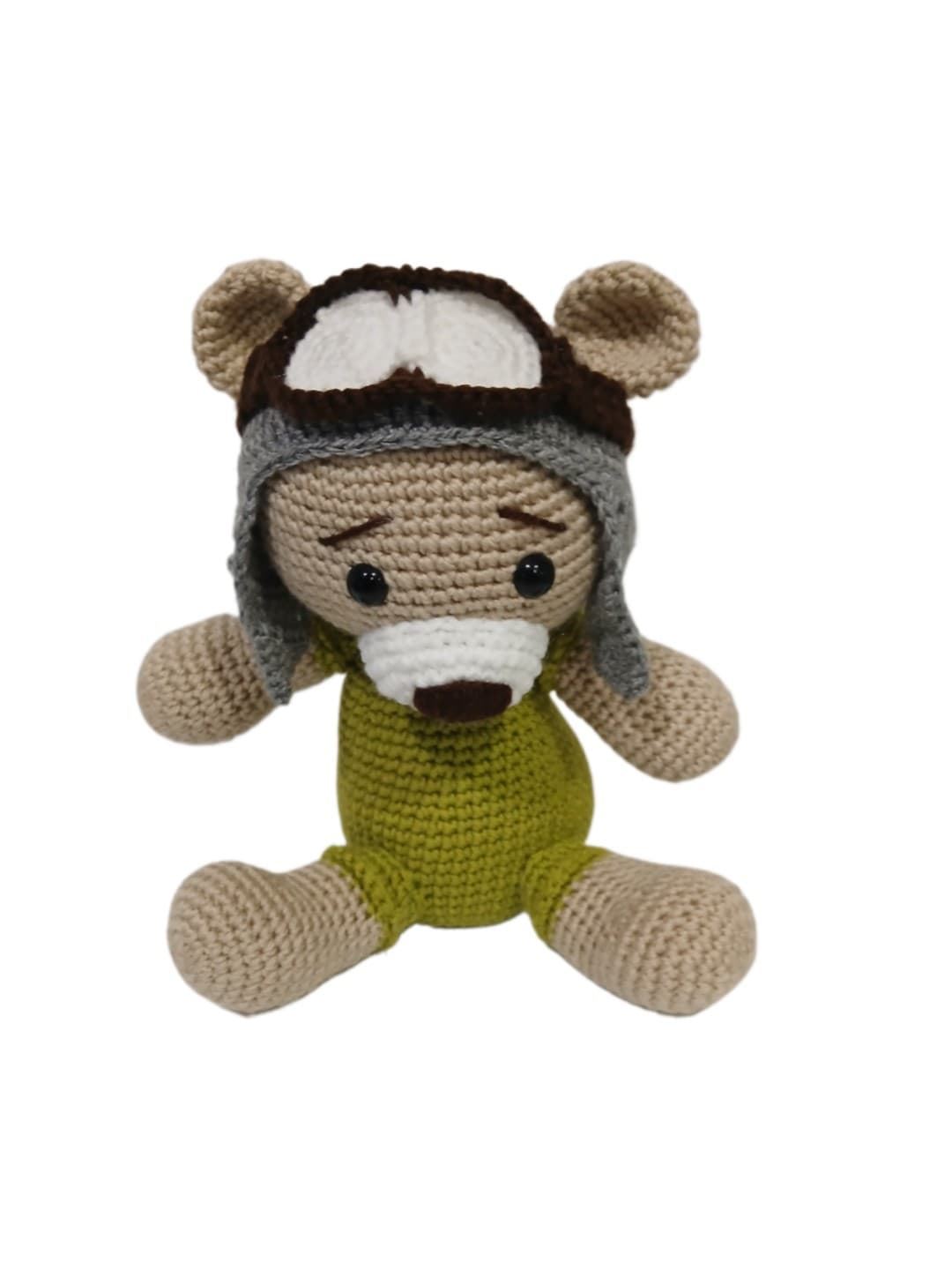 Peluche oso aviador hecho a mano a ganchillo (amigurumi).Ficha técnica: - Imagen 1