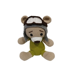 Peluche oso aviador hecho a mano a ganchillo (amigurumi).Ficha técnica: - Imagen 1