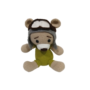 Peluche oso aviador hecho a mano a ganchillo (amigurumi).Ficha técnica: - Imagen 1