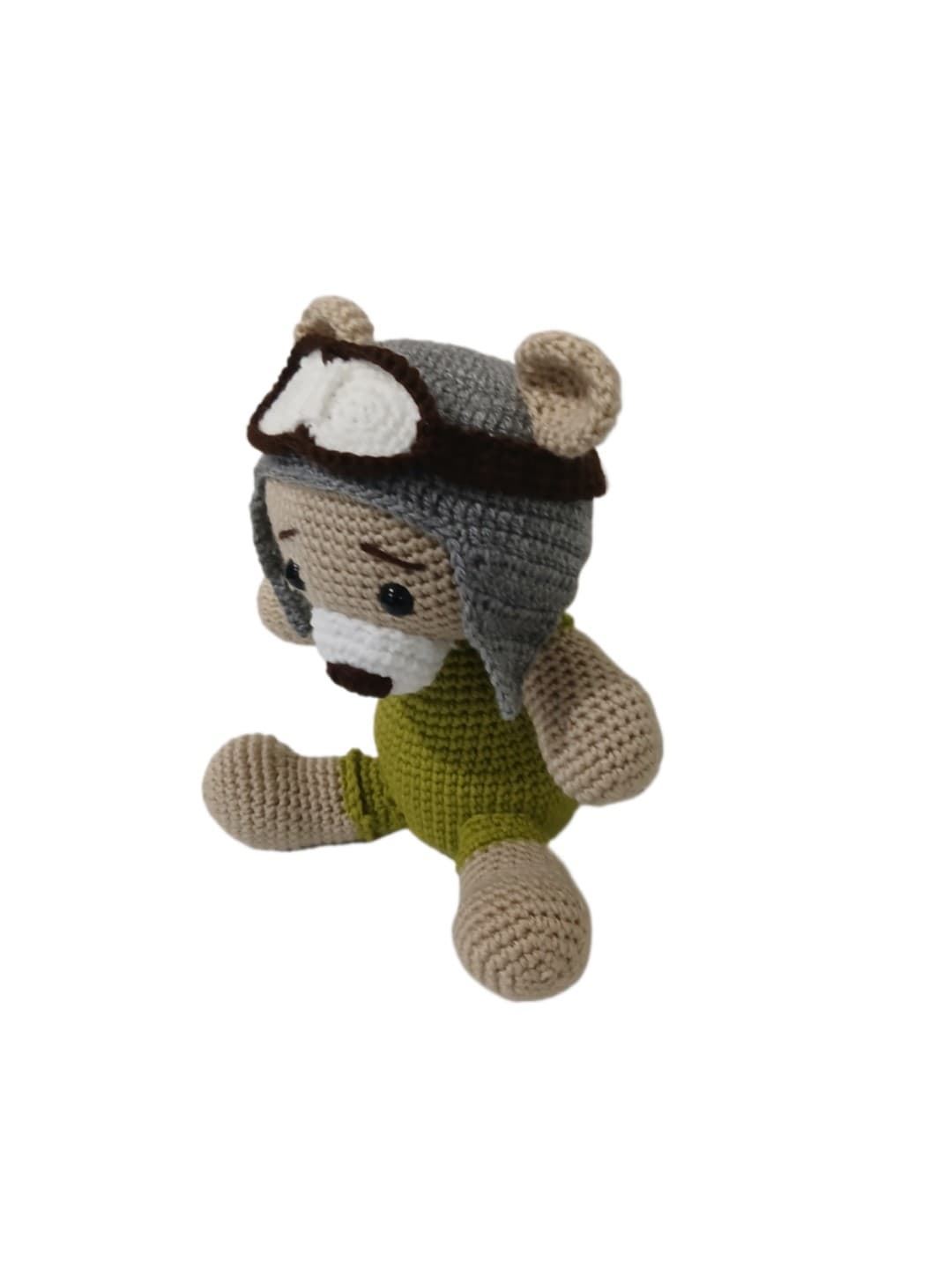 Peluche oso aviador hecho a mano a ganchillo (amigurumi).Ficha técnica: - Imagen 2