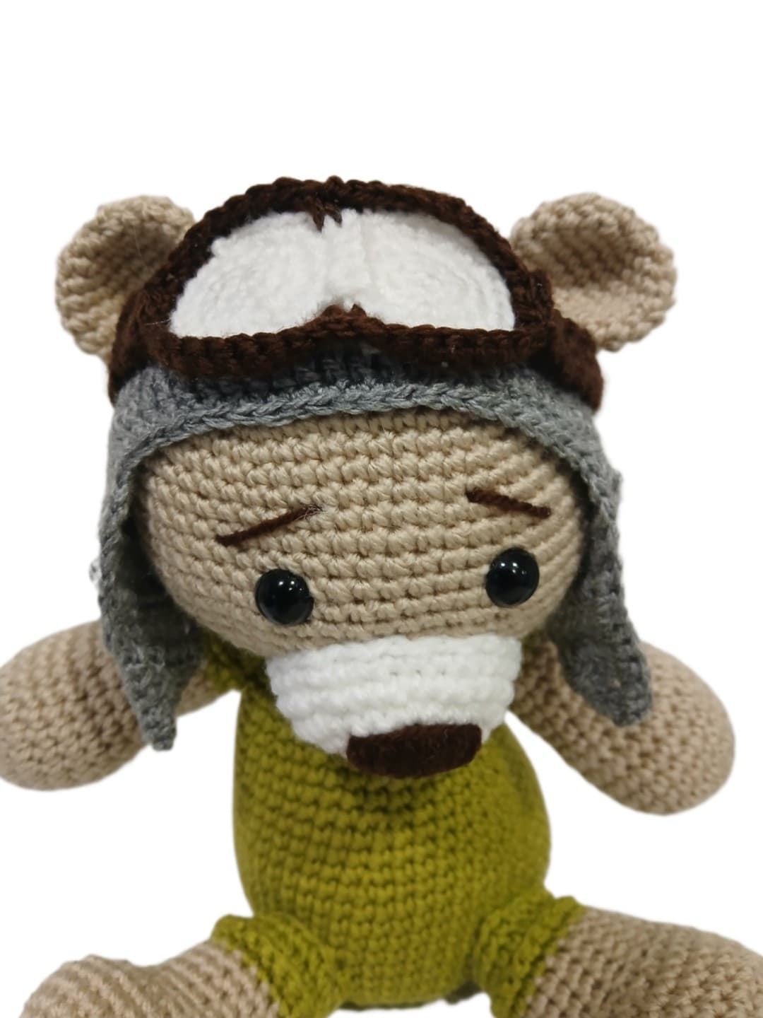 Peluche oso aviador hecho a mano a ganchillo (amigurumi).Ficha técnica: - Imagen 4