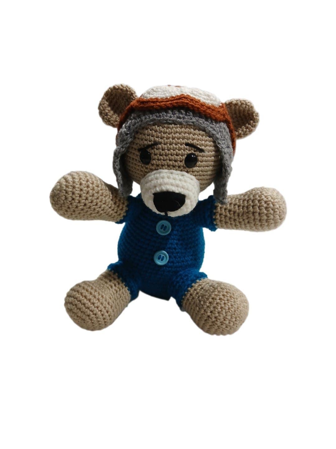 Peluche oso aviador hecho a mano a ganchillo (amigurumi). - Imagen 2