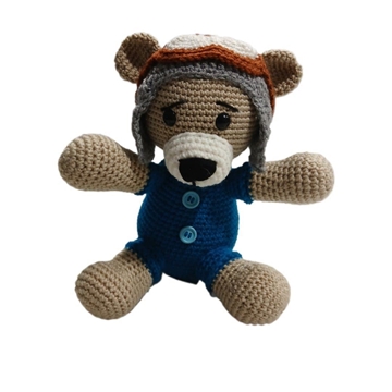 Peluche oso aviador hecho a mano a ganchillo (amigurumi). - Imagen 2