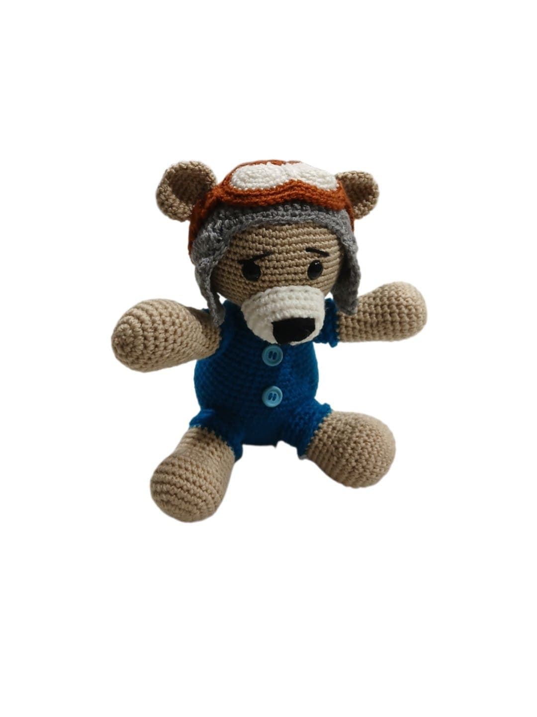 Peluche oso aviador hecho a mano a ganchillo (amigurumi). - Imagen 4