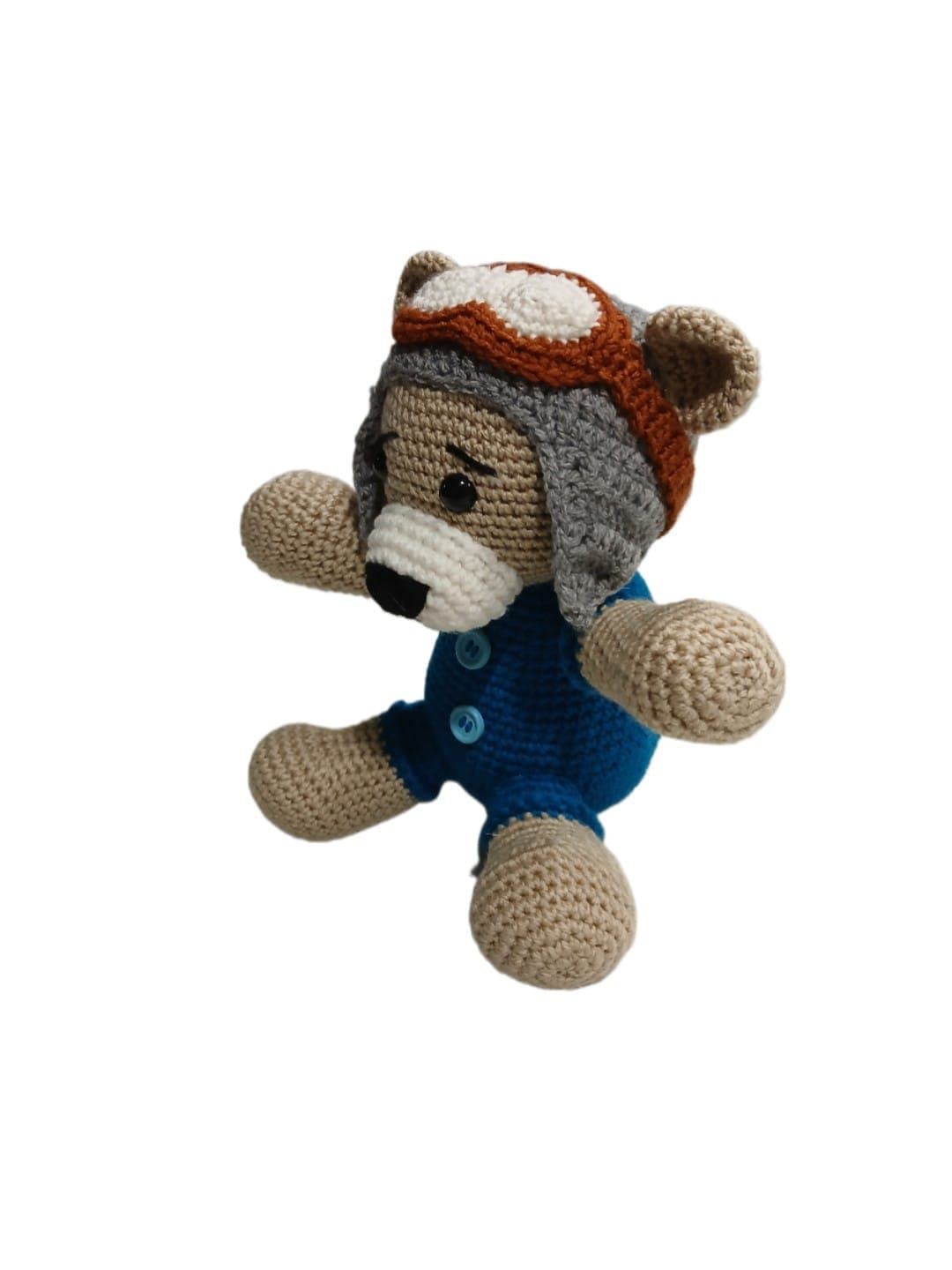 Peluche oso aviador hecho a mano a ganchillo (amigurumi). - Imagen 5