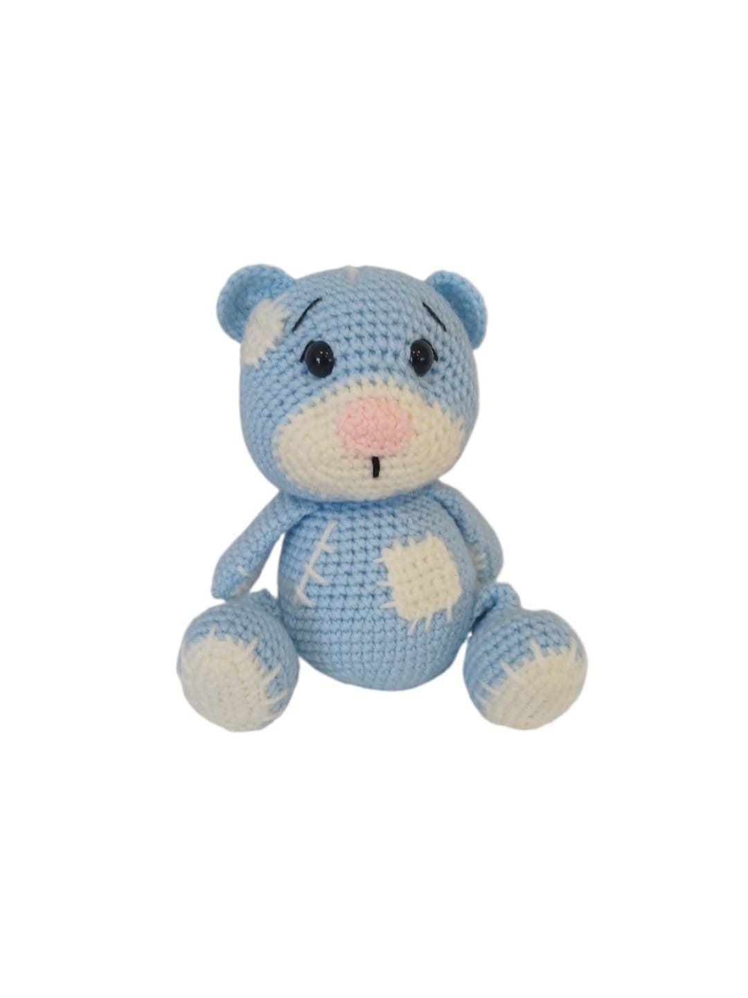 Peluche oso azul con cicatrices hecho a mano a ganchillo (amigurumi). - Imagen 1