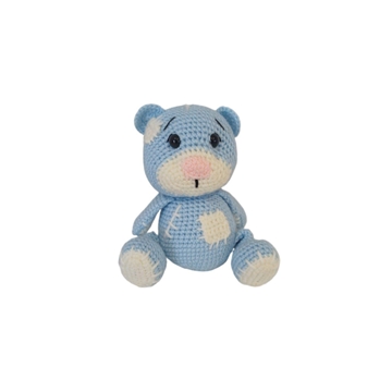 Peluche oso azul con cicatrices hecho a mano a ganchillo (amigurumi). - Imagen 1