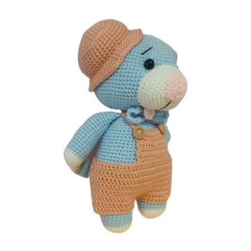 Peluche oso azul con pantalón hecho a mano a ganchillo (amigurumi). - Imagen 2