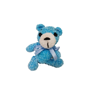 Peluche oso azul en lana chenille hecha mano a ganchillo (amigurumi). - Imagen 1