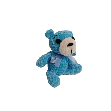 Peluche oso azul en lana chenille hecha mano a ganchillo (amigurumi). - Imagen 2