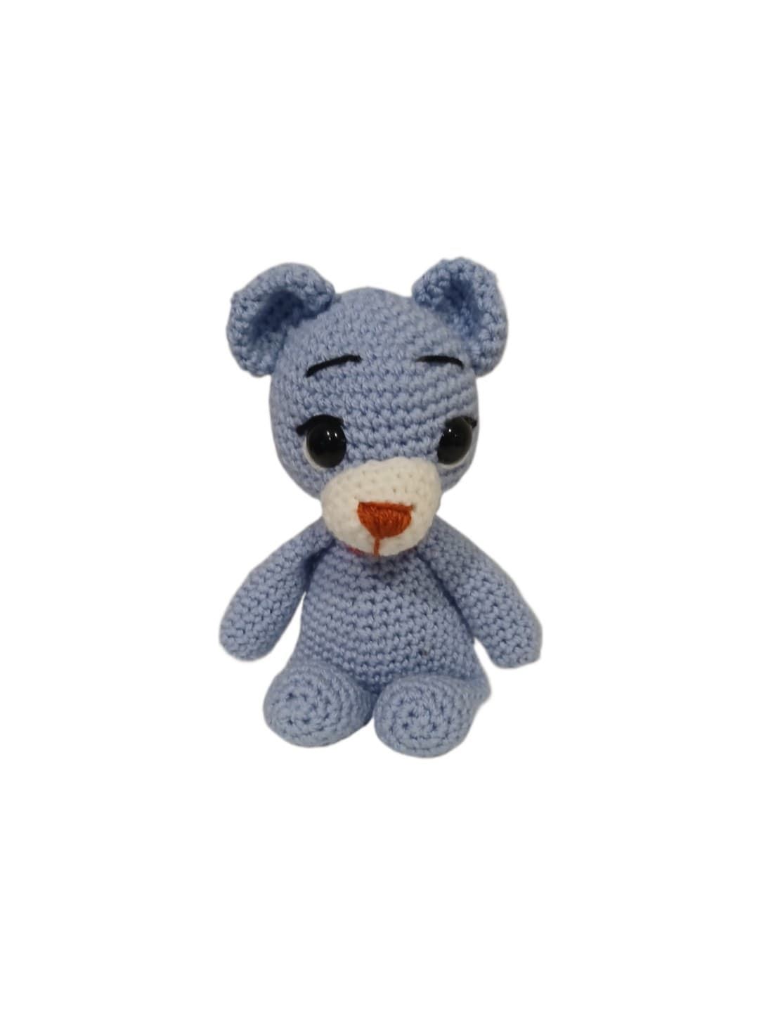 Peluche oso azul hecho a mano a ganchillo (amigurumi). - Imagen 1